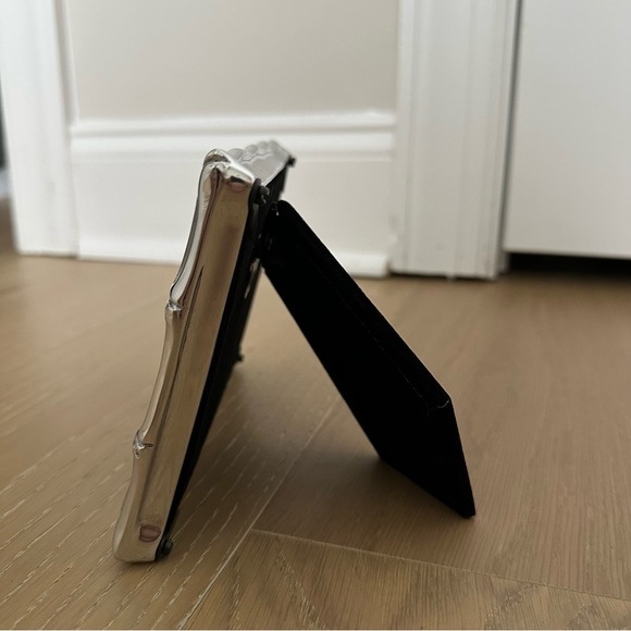 Bamboo Silver 5x7 picture frame photo stand card holder decor home VTG gift new - Picture 6 of 9